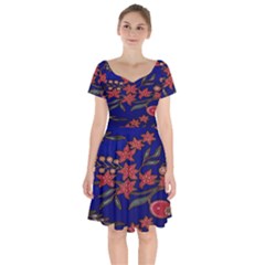 Batik  Fabric Short Sleeve Bardot Dress