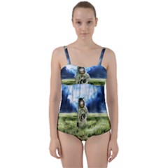 Astronaut Twist Front Tankini Set by BangZart