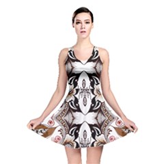 Art Traditional Batik Flower Pattern Reversible Skater Dress by BangZart