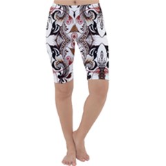 Art Traditional Batik Flower Pattern Cropped Leggings 