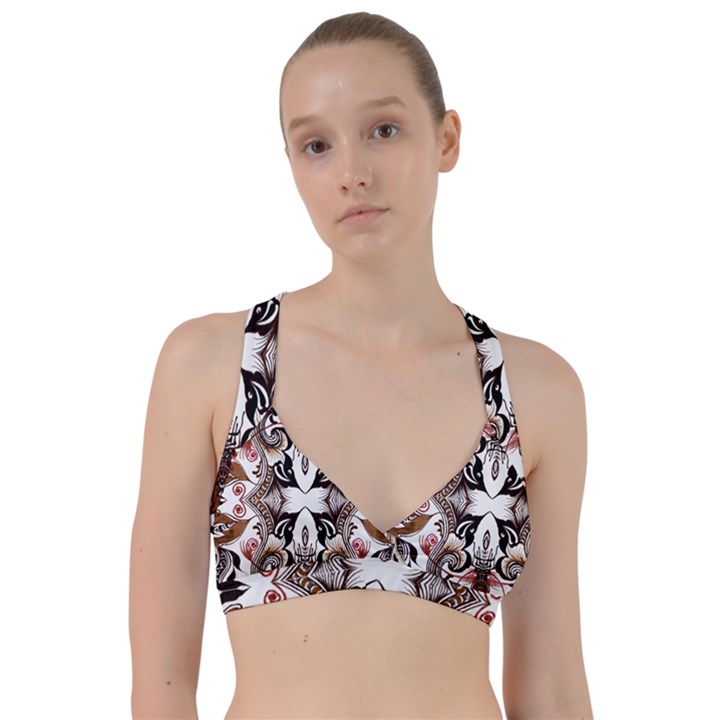 Art Traditional Batik Flower Pattern Sweetheart Sports Bra