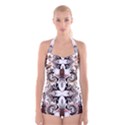 Art Traditional Batik Flower Pattern Boyleg Halter Swimsuit  View1