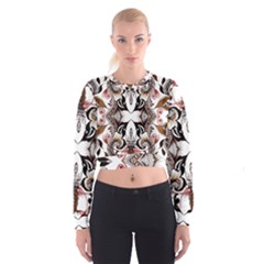 Art Traditional Batik Flower Pattern Cropped Sweatshirt by BangZart