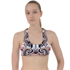 Art Traditional Batik Flower Pattern Criss Cross Racerback Sports Bra by BangZart