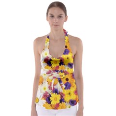 Colorful Flowers Pattern Babydoll Tankini Top by BangZart