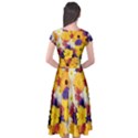 Colorful Flowers Pattern Cap Sleeve Wrap Front Dress View2