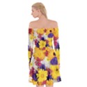 Colorful Flowers Pattern Off Shoulder Skater Dress View2