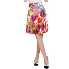 Abstract Colorful Heart A-line Skirt by BangZart