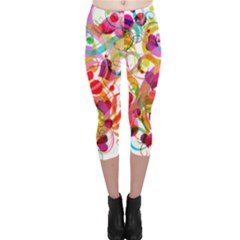 Abstract Colorful Heart Capri Leggings  by BangZart