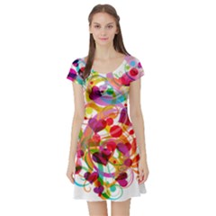 Abstract Colorful Heart Short Sleeve Skater Dress by BangZart