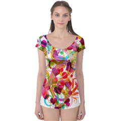 Abstract Colorful Heart Boyleg Leotard  by BangZart