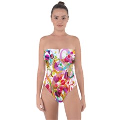 Abstract Colorful Heart Tie Back One Piece Swimsuit