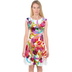 Abstract Colorful Heart Capsleeve Midi Dress by BangZart