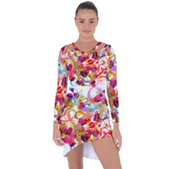 Abstract Colorful Heart Asymmetric Cut-out Shift Dress by BangZart