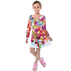 Abstract Colorful Heart Kids  Long Sleeve Velvet Dress by BangZart