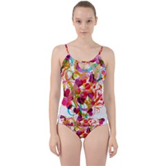 Abstract Colorful Heart Cut Out Top Tankini Set