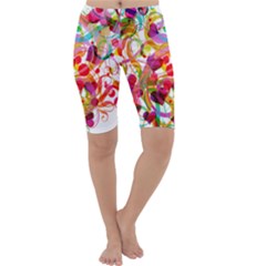 Abstract Colorful Heart Cropped Leggings  by BangZart