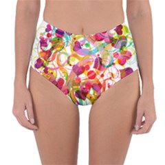 Abstract Colorful Heart Reversible High-waist Bikini Bottoms