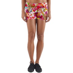 Abstract Colorful Heart Yoga Shorts by BangZart