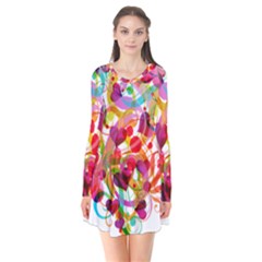 Abstract Colorful Heart Flare Dress by BangZart