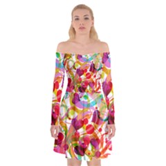 Abstract Colorful Heart Off Shoulder Skater Dress by BangZart