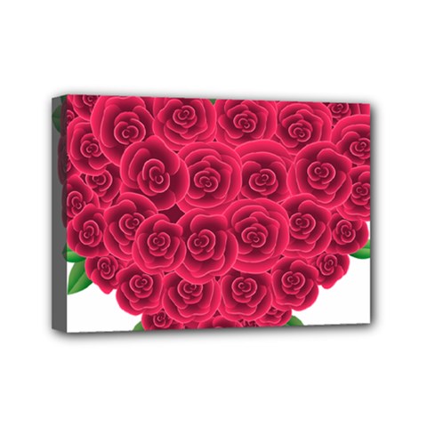 Floral Heart Mini Canvas 7  X 5  by BangZart