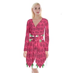 Floral Heart Long Sleeve Velvet Front Wrap Dress by BangZart