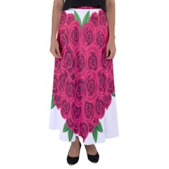 Floral Heart Flared Maxi Skirt