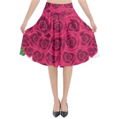 Floral Heart Flared Midi Skirt