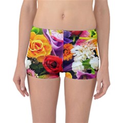 Colorful Flowers Reversible Boyleg Bikini Bottoms by BangZart