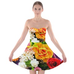 Colorful Flowers Strapless Bra Top Dress by BangZart