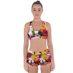 Colorful Flowers Racerback Boyleg Bikini Set