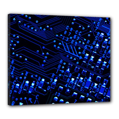 Blue Circuit Technology Image Canvas 24  X 20  by BangZart