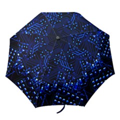 Blue Circuit Technology Image Folding Umbrellas by BangZart