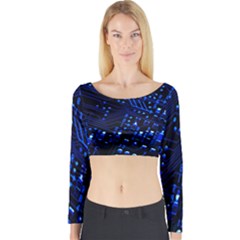 Blue Circuit Technology Image Long Sleeve Crop Top by BangZart