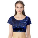 Blue Circuit Technology Image Short Sleeve Crop Top (Tight Fit) View1