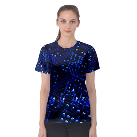 Blue Circuit Technology Image Women s Sport Mesh Tee by BangZart