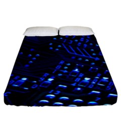 Blue Circuit Technology Image Fitted Sheet (king Size) by BangZart