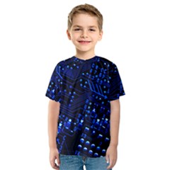 Blue Circuit Technology Image Kids  Sport Mesh Tee