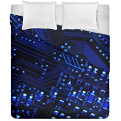 Blue Circuit Technology Image Duvet Cover Double Side (california King Size) by BangZart