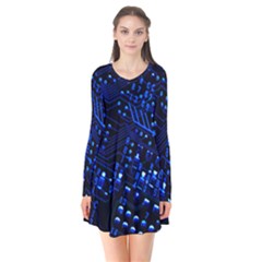 Blue Circuit Technology Image Flare Dress by BangZart