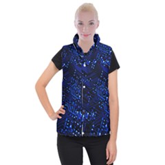 Blue Circuit Technology Image Women s Button Up Puffer Vest