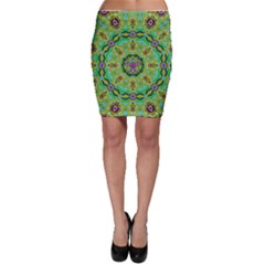 Golden Star Mandala In Fantasy Cartoon Style Bodycon Skirt by pepitasart