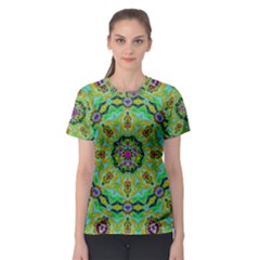 Golden Star Mandala In Fantasy Cartoon Style Women s Sport Mesh Tee