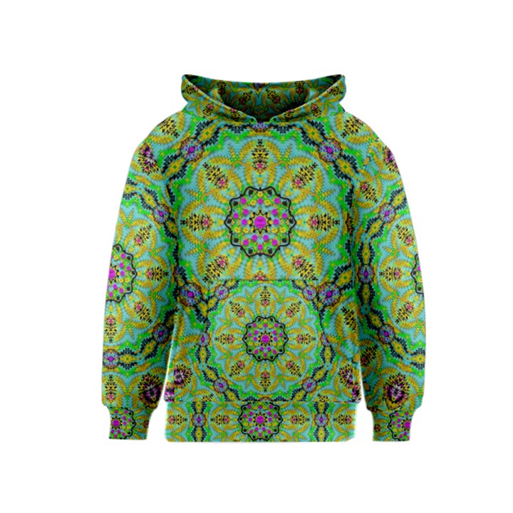 Golden Star Mandala In Fantasy Cartoon Style Kids  Pullover Hoodie