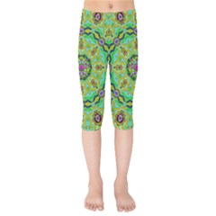 Golden Star Mandala In Fantasy Cartoon Style Kids  Capri Leggings 