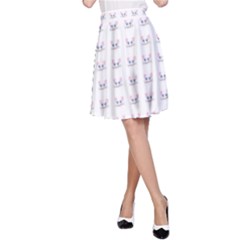 Pink Cute Cat Pattern A-line Skirt