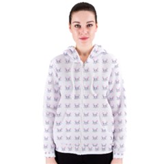 Pink Cute Cat Pattern Women s Zipper Hoodie by paulaoliveiradesign