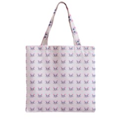 Pink Cute Cat Pattern Zipper Grocery Tote Bag