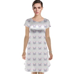 Pink Cute Cat Pattern Cap Sleeve Nightdress